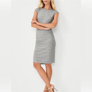 Ann Taylor Cap Sleeve Plaid Sheath Dress